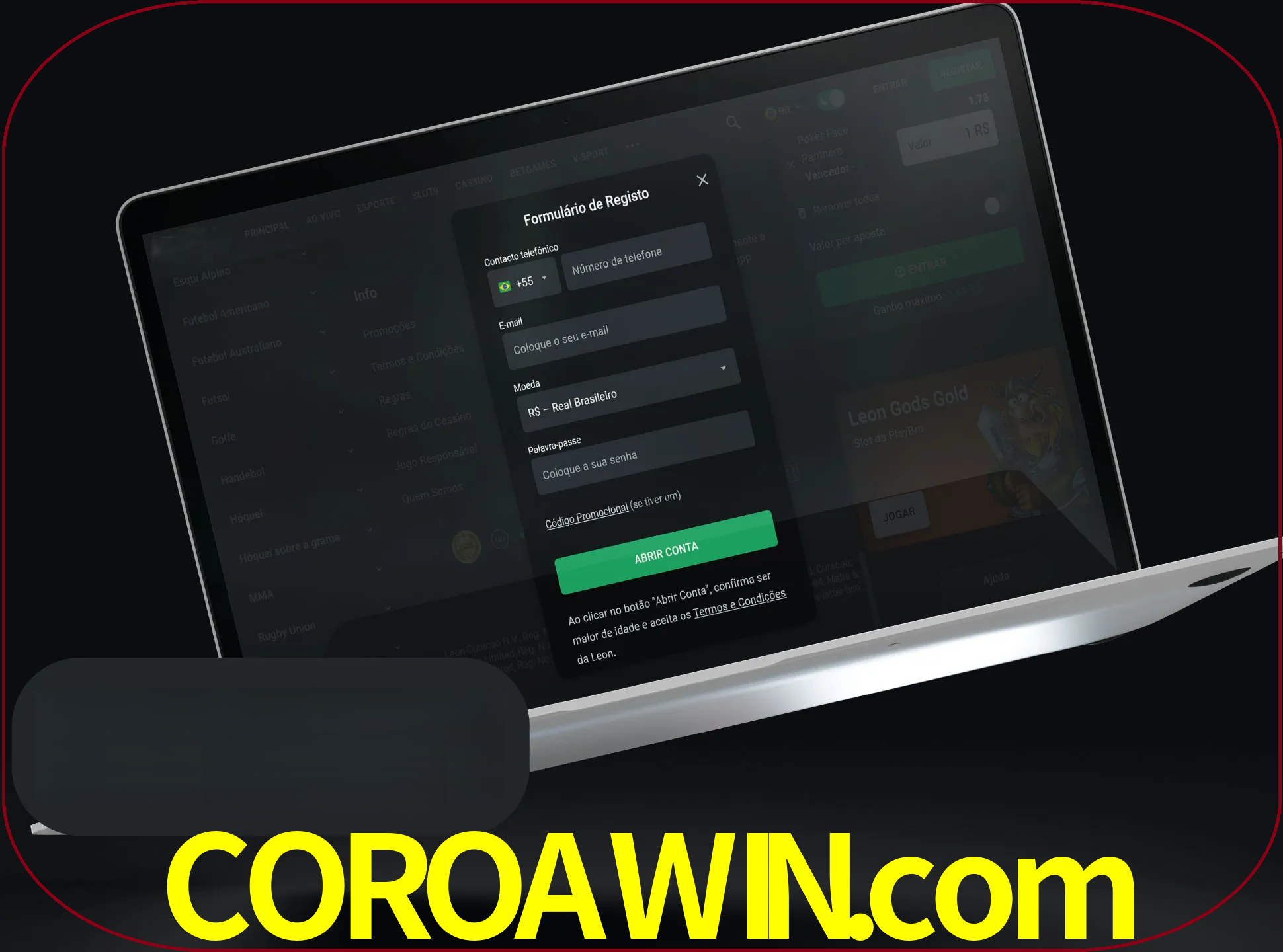 Abra o site da LeonBet e crie sua própria conta.