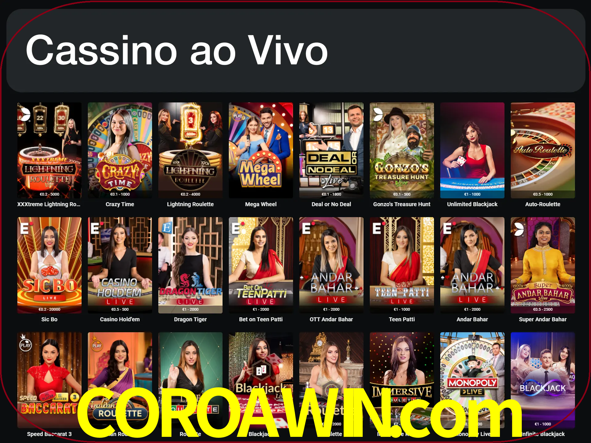 Jogue jogos de cassino com um verdadeiro dealer.