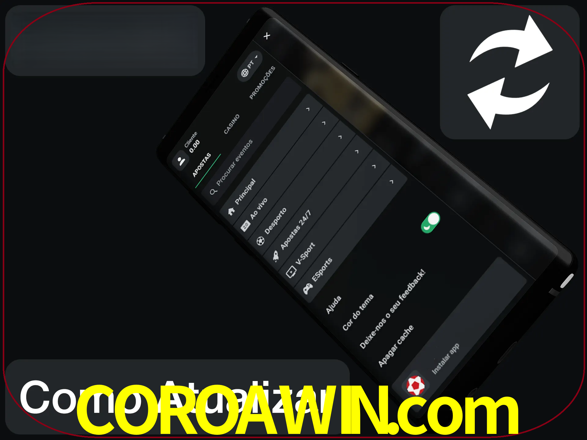O aplicativo é atualizado automaticamente quando você faz o login.