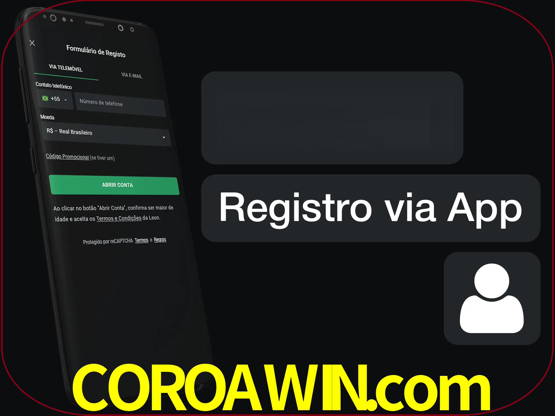 Registre-se com duas etapas usando o aplicativo.