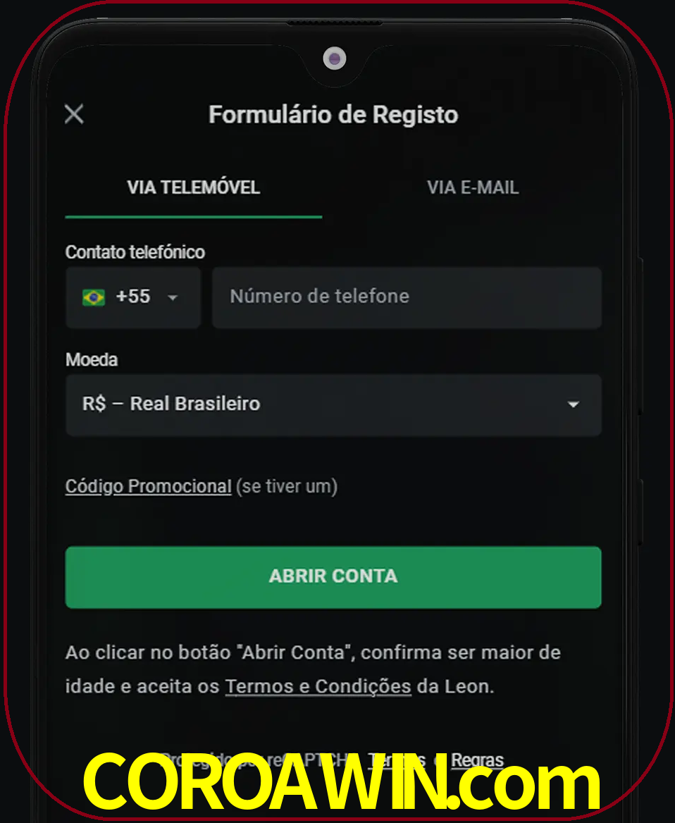 Abra o aplicativo e inicie o processo de registro.