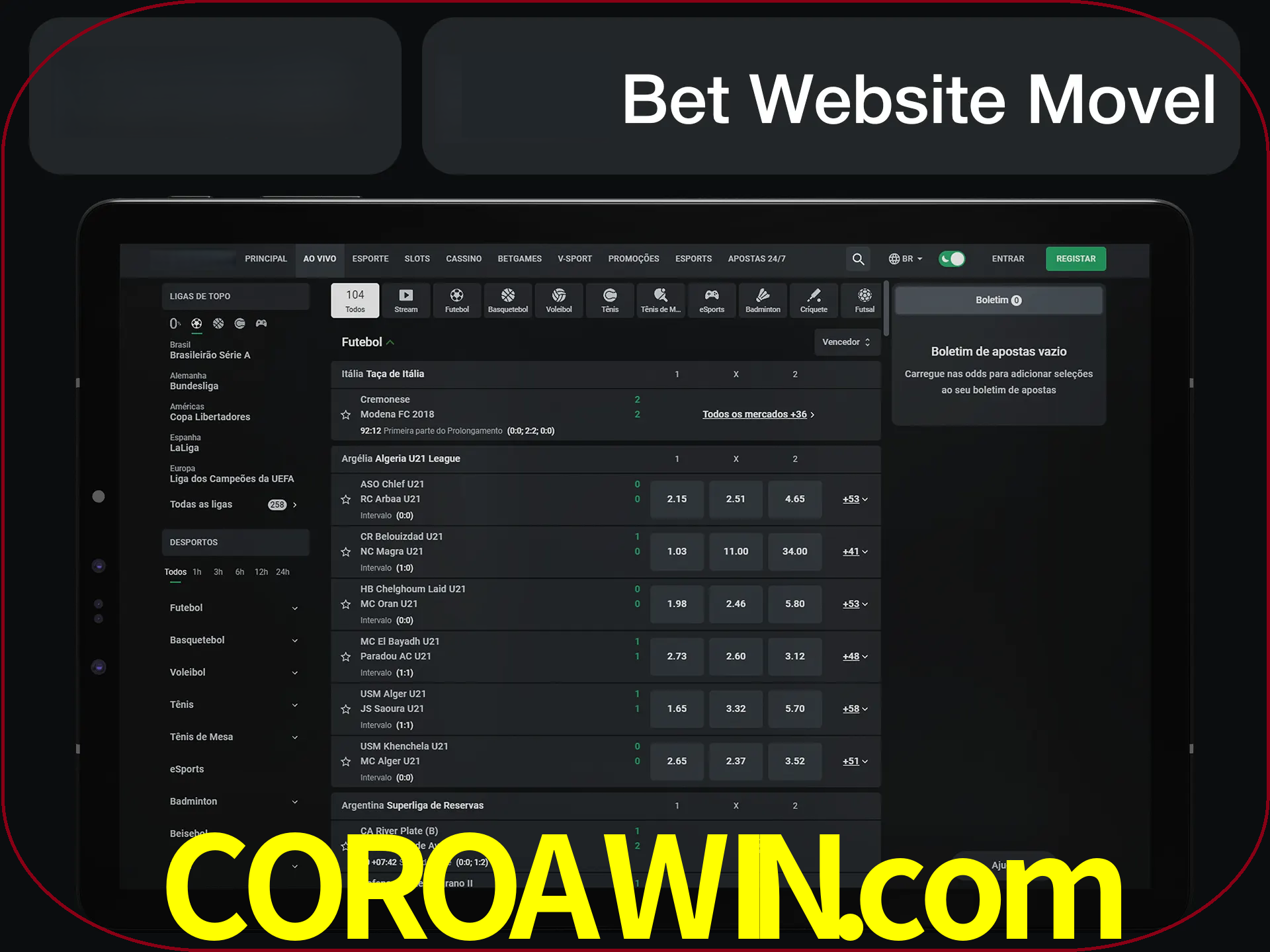 Use nosso website em qualquer dispositivo.